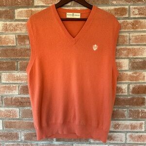 Fairway Greene 100% Cashmere Sweater Vest Golf Men’s Large Salmon Coral Preppy